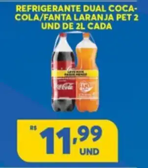 Atacadão Centro Sul Refrigerante Dual Coca-Cola/ Fanta Laranja pet 2 und de 2L cada oferta