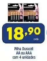 Pilha Duracell AA ou AAA com 4 unidades