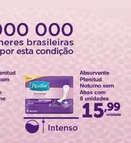 Absorvente Plenitud Noturno Sem Abas