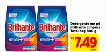 Mercado Extra Detergente em po Brilhante Limpeza Total bag 800g oferta