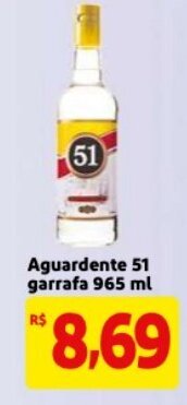 Mercado Extra Aguardente 51 garrafa 965ml oferta