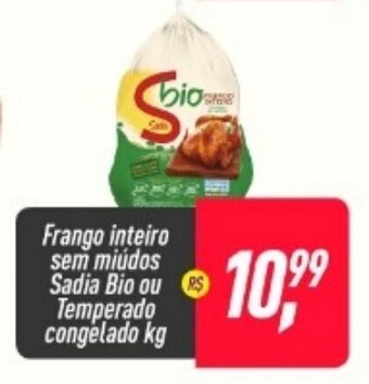 Frangolândia Frango Inteiro sem miudos Sadia Bio ou Temprado congelado 1kg oferta