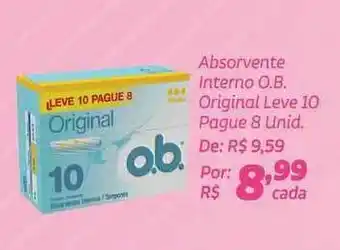 Absorvente Interno O.b. Original Leve 10 Pague 8