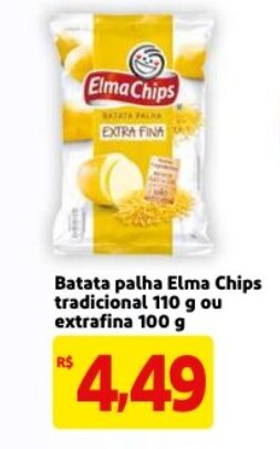 Mercado Extra Batata palha Elma Chips tradicional 110g ou extrafina 100g oferta