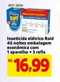 Mercado Extra Inseticida Eletrico Raid 45 noites embalagem economica com 1 aparelho + 3 refis oferta