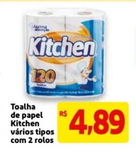 Toalha de Papel Kitchen varios tipos com 2 rolos