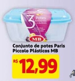 Conjunto de potes Paris Piccolo Plasticos MB