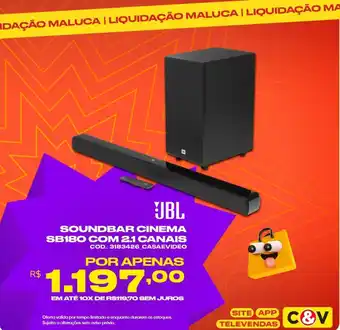 Casa e Vídeo JBL SOUNDBAR CINEMA SB180 COM 2.1 CANAIS oferta