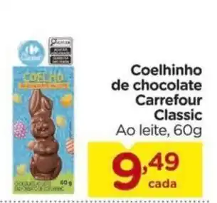 Carrefour Coelhinho de chocolate Carrefour Classic Ao leite, 60g oferta