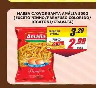 Super Varejista Massa C-ovos Santa Amália 500g (exceto Ninho-parafuso Colorido-rigatoni-gravata) oferta