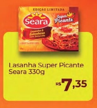 Supermercados Mundial Lasanha Super Picante Seara 330g oferta