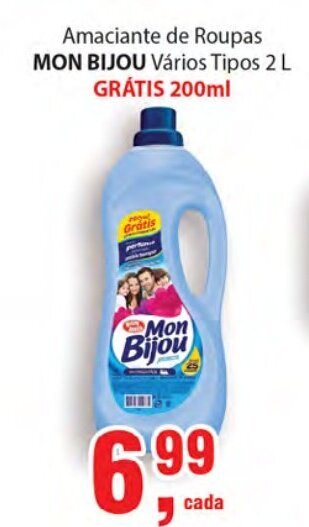 Supermercados Mundial Amaciante de roupas Mon Bijou 2L gratis 200ml oferta