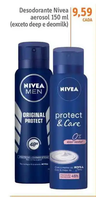 Sonda Desodorante Nivea Aerosol 150 Ml (exceto Deep E Deomilk) oferta