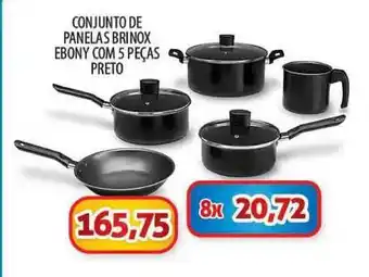 San Michel Supermercados Conjunto De Panelas Brinox Ebony Com 5 Peças Preto oferta