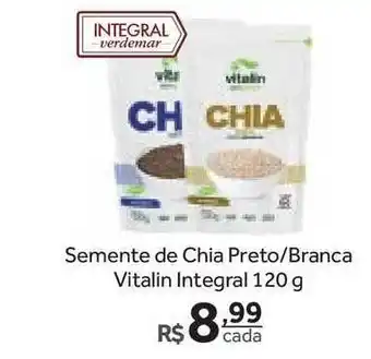 Semente De Chia Preto Branca Vitalin Integral 120g
