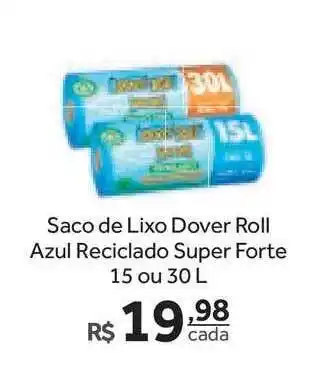 Verdemar Supermercado Saco De Lixo Dover Roll Azul Reciclado Super Forte 15 L oferta