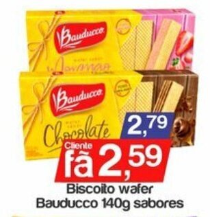 Supermercados Gricki Biscoito wafer Bauducco 140g sabores oferta