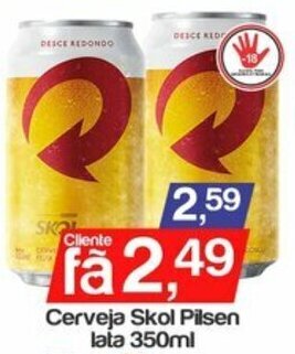 Supermercados Gricki Cerveja Skol Pilsen lata 350ml oferta