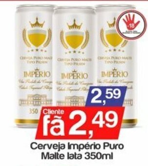 Supermercados Gricki Cerveja Imperio Puro Malte lata 350ml oferta