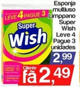 Esponja Multiuso Limppano Super Wish Leve 4 Pague 3 unidades