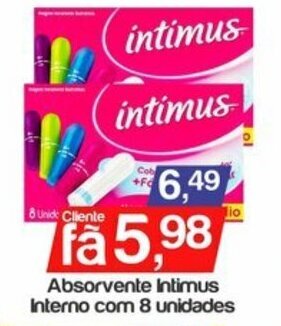 Absorvente Intimus Inteiro com 8 unidades