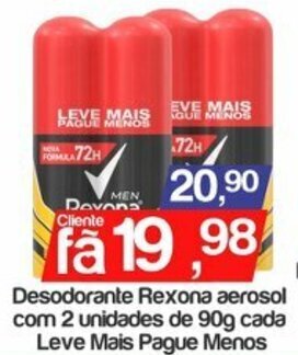 Desodorante Rexona aerosol com 2 unidades de 90g cada Leve Mais Pague Menos