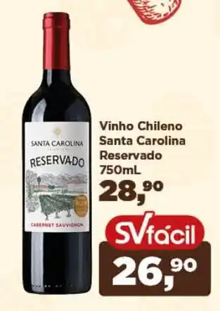 Supermercados São Vicente Vinho Chileno Santa Carolina Reservado 750mL oferta
