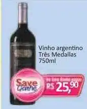 Supermercados Savegnago Vinho Argentino Três Medallas 750ml oferta