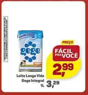 Supermercados São Vicente Leite Longa Vida Gege Integral 1L oferta