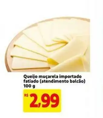 Extra Supermercado Queijo mucarela importado fatiado (atendimento balcao) 100g oferta