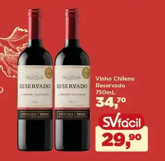 Supermercados São Vicente Vinho Chileno Reservado 750mL oferta