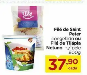 Carrefour Filé de saint peter congelado ou filé de tilápia netuno - s/ pele 800g oferta