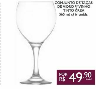 GBarbosa Conjunto de taças de vidro p/ vinho tinto krea 365 ml c/ 6 unids oferta