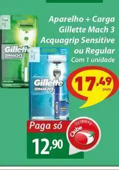 Aparelho + carga gillette mach 3 acquagrip sensitive ou regular