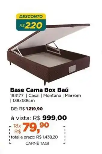 Lojas TaQi Base Cama Box Baú 194177 | Casal | Montana | Marrom |138x188cm oferta