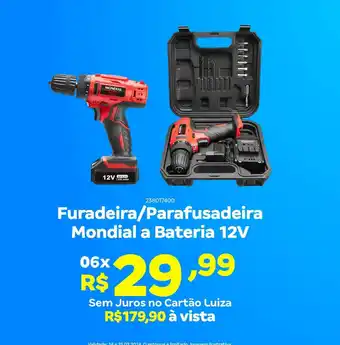 Furadeira/Parafusadeira Mondial a Bateria 12V