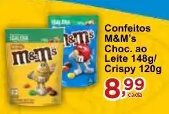 Rossi Supermercado Confeitos M&M's Choc. ao Leite 148g/ Crispy 120g oferta