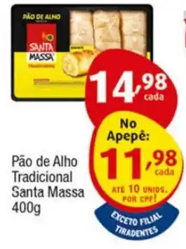 Supermercados Intercontinental Pão de Alho Tradicional Santa Massa 400g oferta