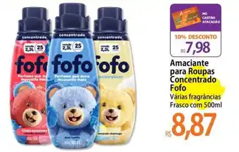 Atacadão Amaciante para Roupas Concentrado Fofo Várias fragrâncias Frasco com 500ml oferta