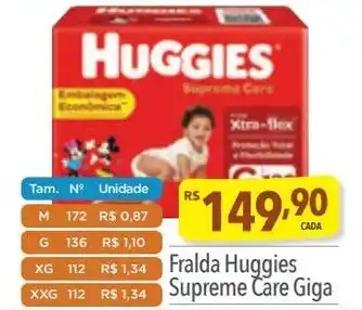 Supermercados Condor Fralda Huggies Supreme Care Giga oferta