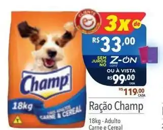 Ração Champ 18kg-Adulto Carne e Cereal