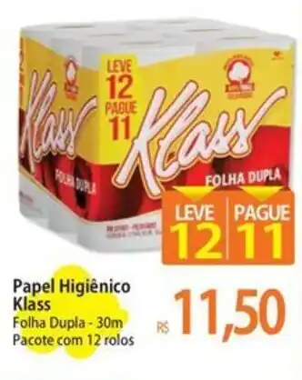 Atacadão Papel Higiênico Klass Folha Dupla - 30m Pacote com 12 rolos oferta