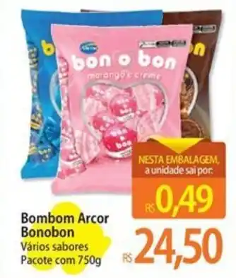 Atacadão Bombom Arcor Bonobon Vários sabores Pacote com 750g oferta