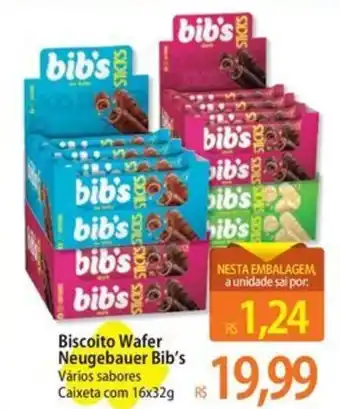 Atacadão Biscoito Wafer Neugebauer Bib's Vários sabores Caixeta com 16x32g oferta