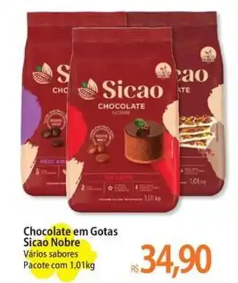 Atacadão Chocolate em Gotas Sicao Nobre Vários sabores Pacote com 1,01kg oferta