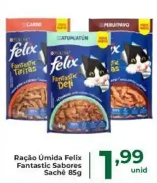 Ração Úmida Felix Fantastic Sabores Sachê 85g