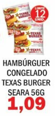 Supermercados Mendonça Hamburguer congelado Texas Burger Seara 56g oferta