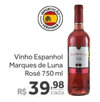Verdemar Supermercado Vinho Espanhol Marques de Luna Rose 750ml oferta