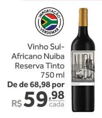 Verdemar Supermercado Vinho Sul-Africano Niba Reserva Tinto 750ml oferta