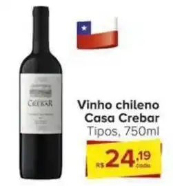 Carrefour Vinho chileno Casa Crebar Tipos, 750ml oferta